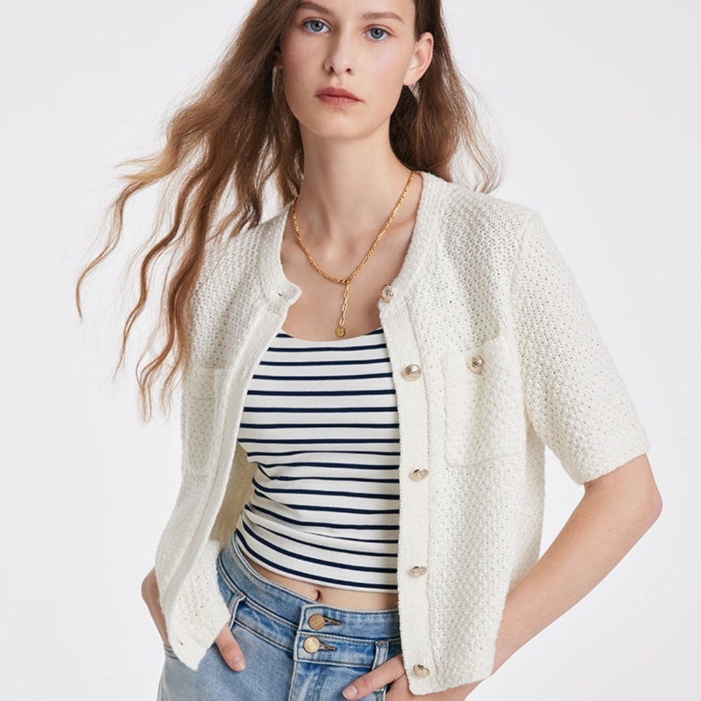Goelia Round Neck Knitted Button-Up Cardigan - Picture 3 of 8